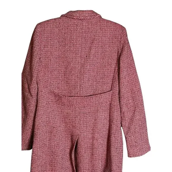 Vintage Y2K Wool Houndstooth Winter Coat Women's Size Medium Pink Purple & Red - Picture 4 of 7